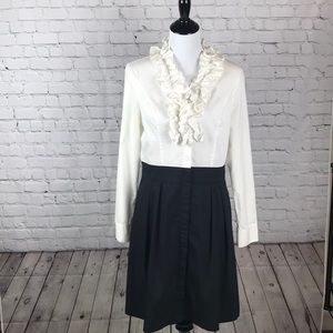 Size 8 black and white cotton button down dress